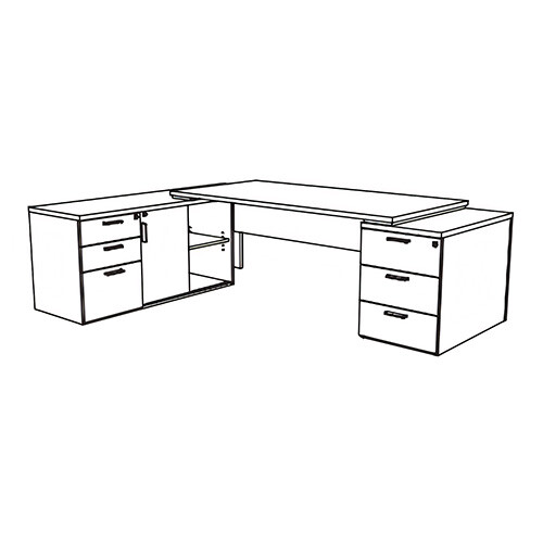 Ladeblok rechts, opbergkast links